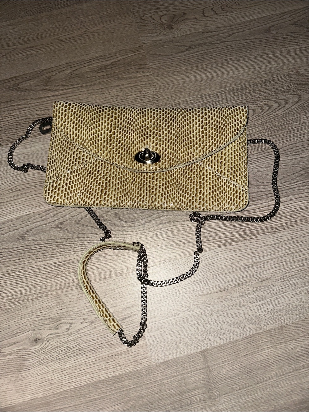 Sorial Yellow Textured Crossbody with Silver Chain